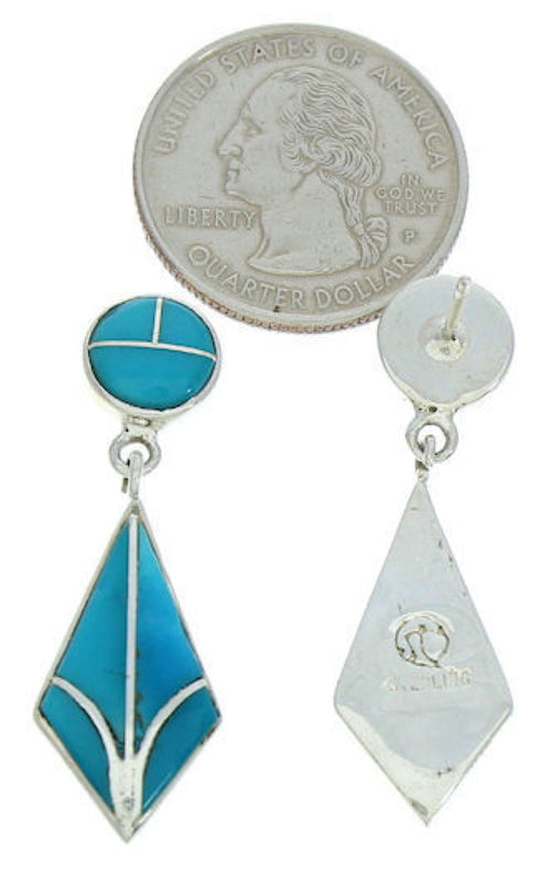 Southwest Turquoise Inlay Post Dangle Earrings BW74225